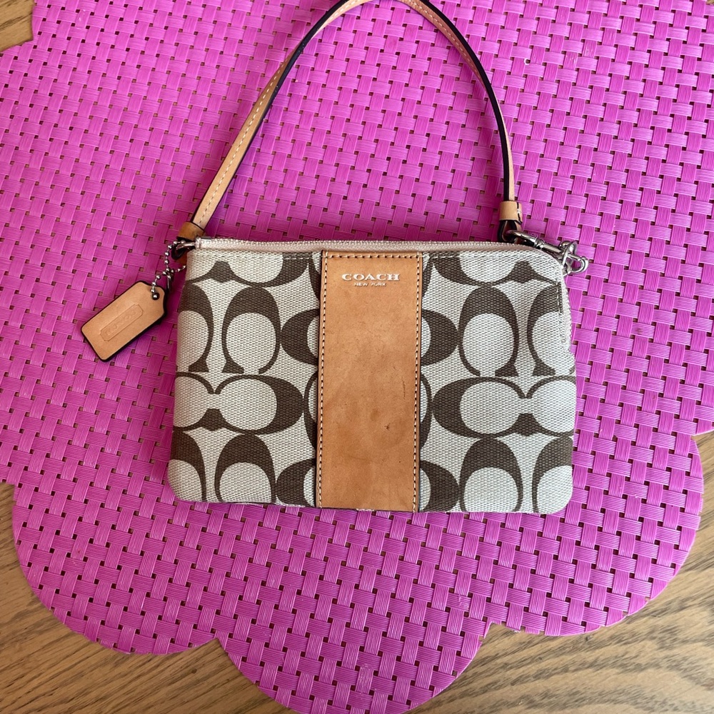 Coach Brown and Tan Signature Clutch